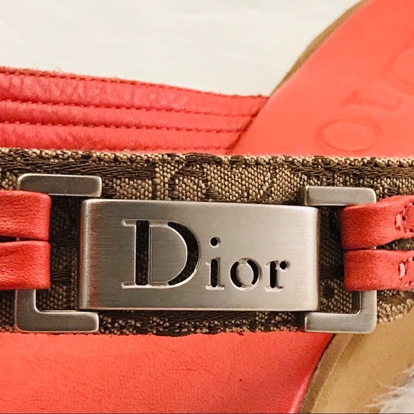 DIOR Orange Diorissimo Beach Tong Slippers - Picture 5 of 8